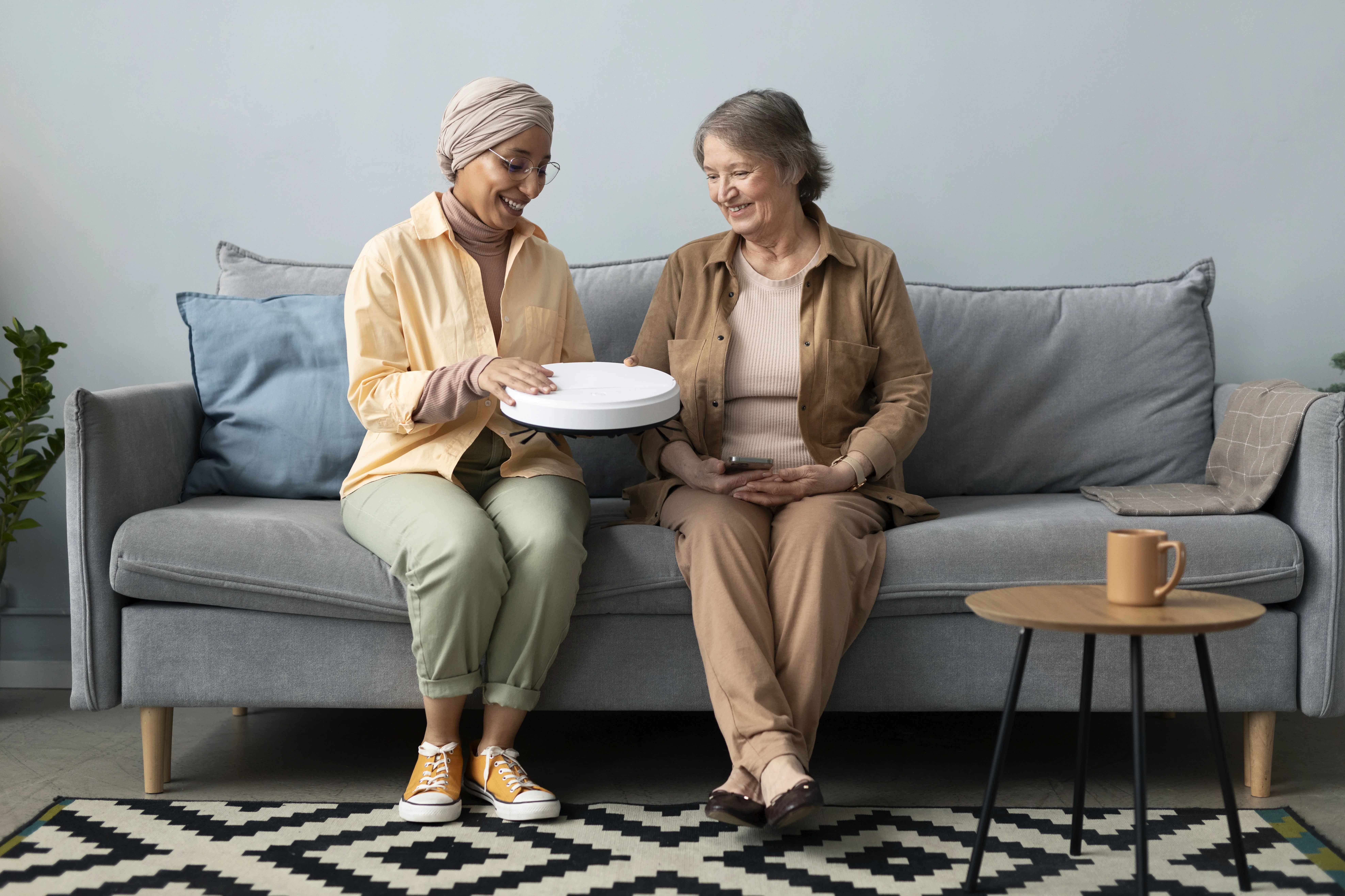 Carer providing companionship and household support